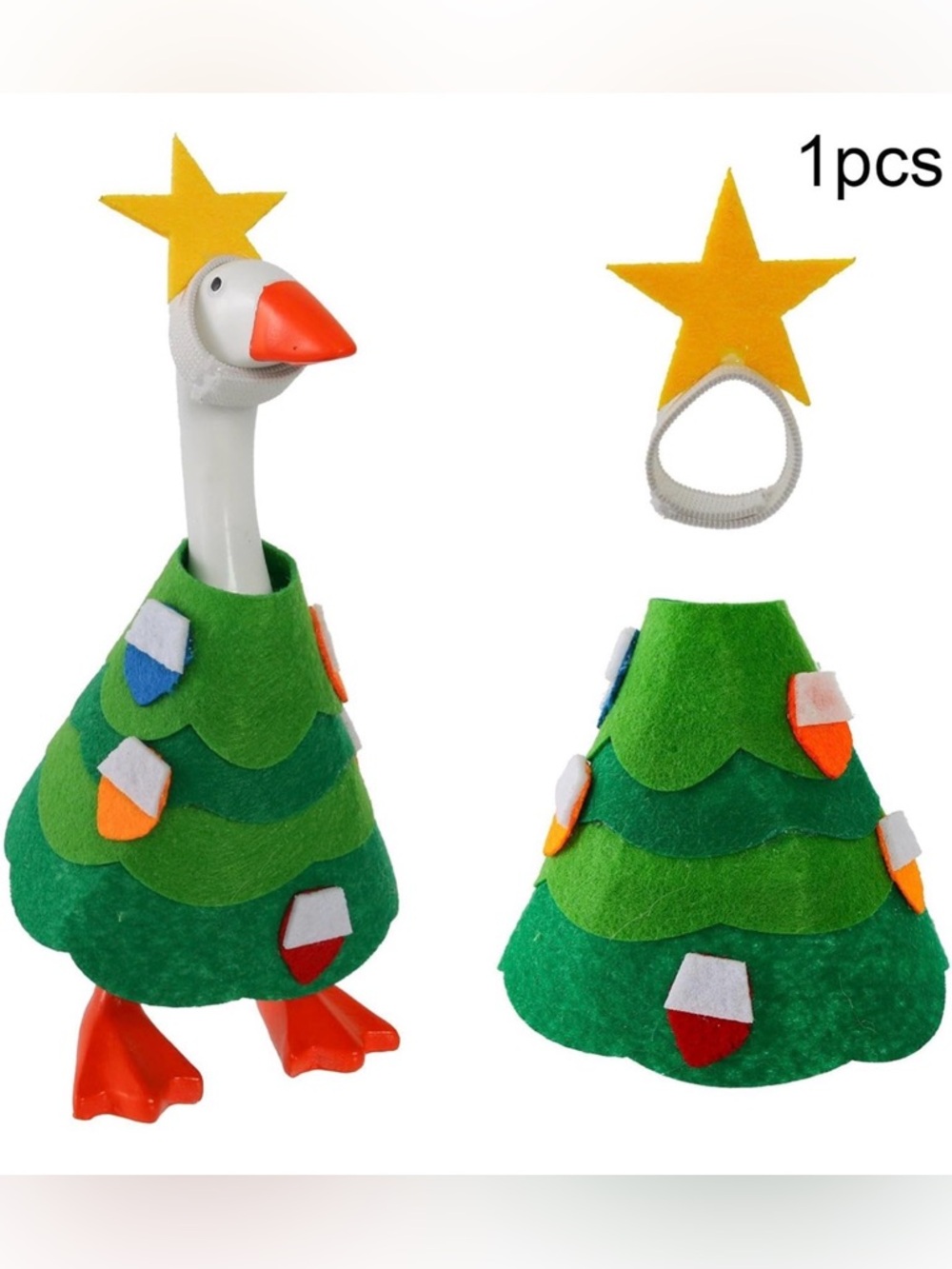 Desk Goose Festive Green Felt Christmas Tree Costume with Star Headband